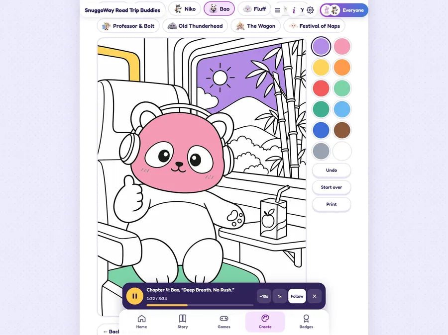 The e-Pack coloring screen