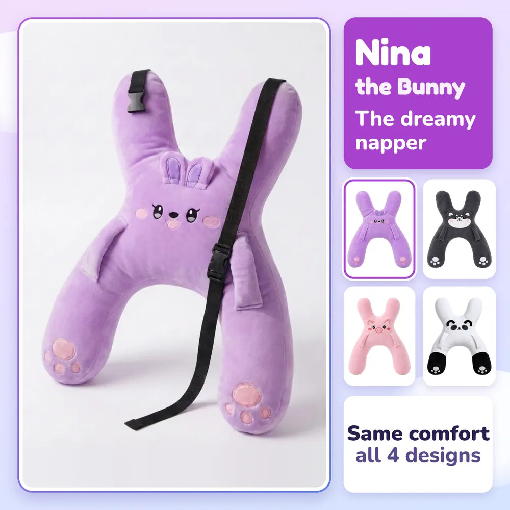 Nina the Bunny SnuggoWay, the dreamy napper: same comfort in all 4 designs